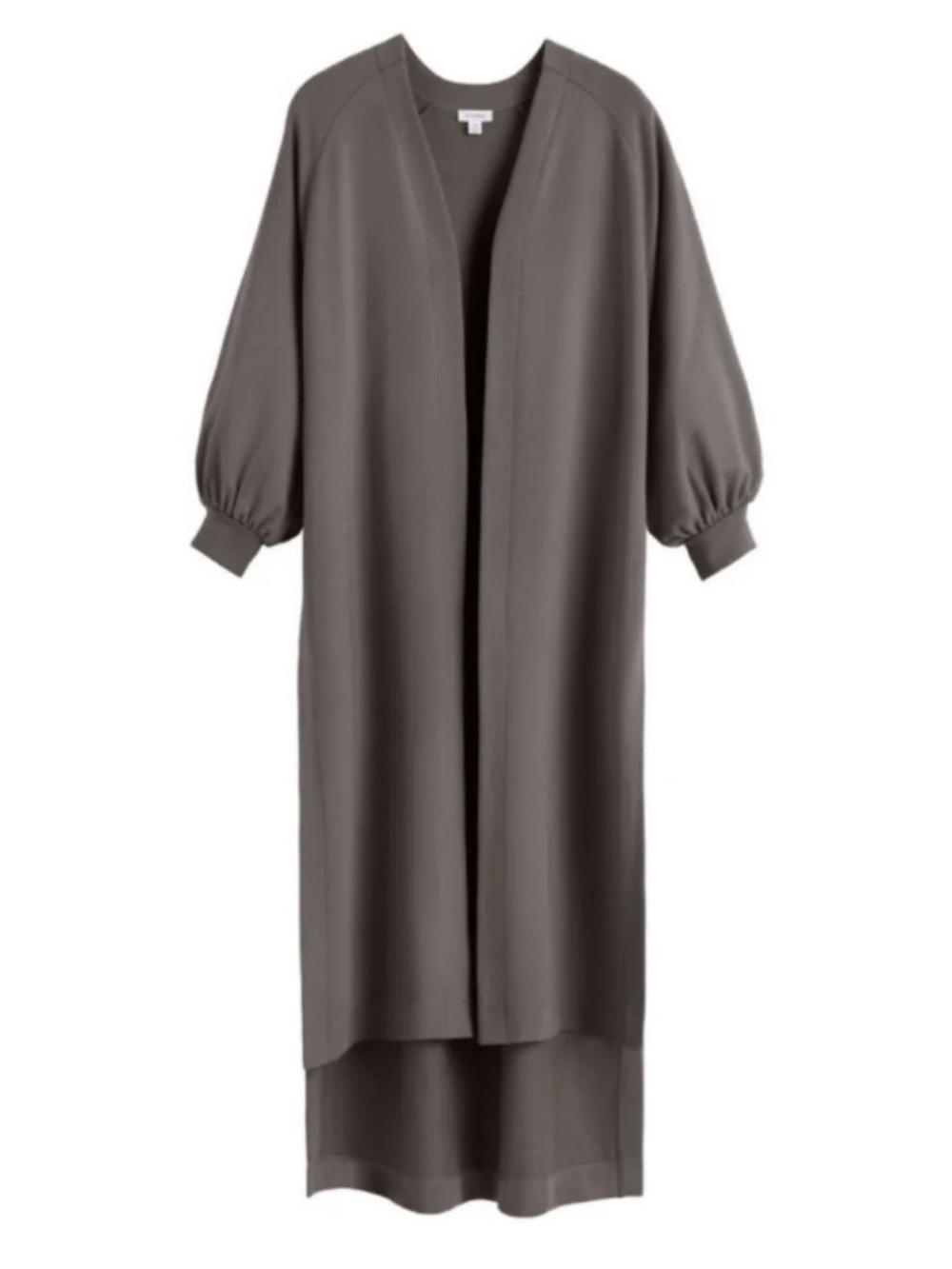 Cuyana French Terry Duster Cardigan Open Front Organic Pima Cotton Gray Size S/M